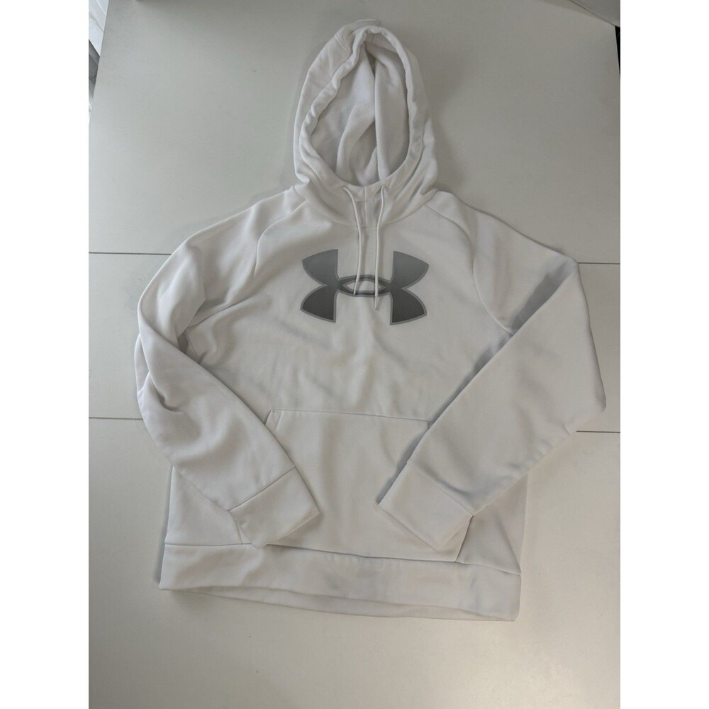 Under Armour Women's Medium BIG LOGO Hoodie 1373070 100 WHITE GREY